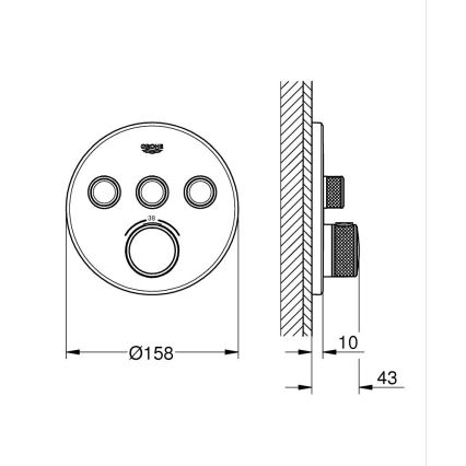 GROHE 29121A00 - Miscelatore termostatico per doccia da incasso GROHTHERM SMARTCONTROL, grafite