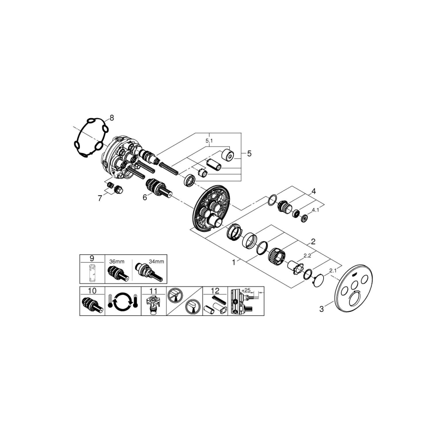 GROHE 29121GN0 - Miscelatore termostatico per doccia da incasso GROHTHERM SMARTCONTROL, finitura oro