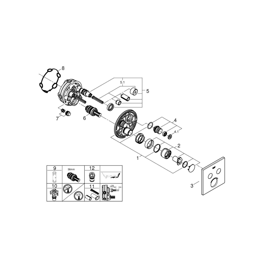 GROHE 29148000 - Coperchio per miscelatore da incasso SMARTCONTROL, cromo lucido
