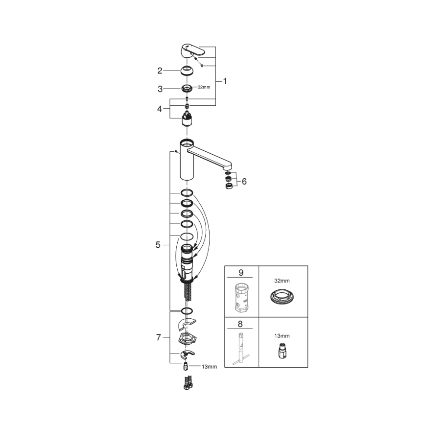 GROHE 30193000 - Miscelatore per lavabo EUROSMART COSMOPOLITAN, cromo lucido