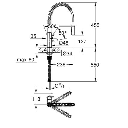 GROHE 30361000 - Miscelatore per lavello GET 455 mm, cromato lucido