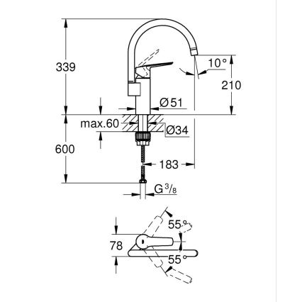 GROHE 304692430 - Miscelatore da cucina START 339 mm nero