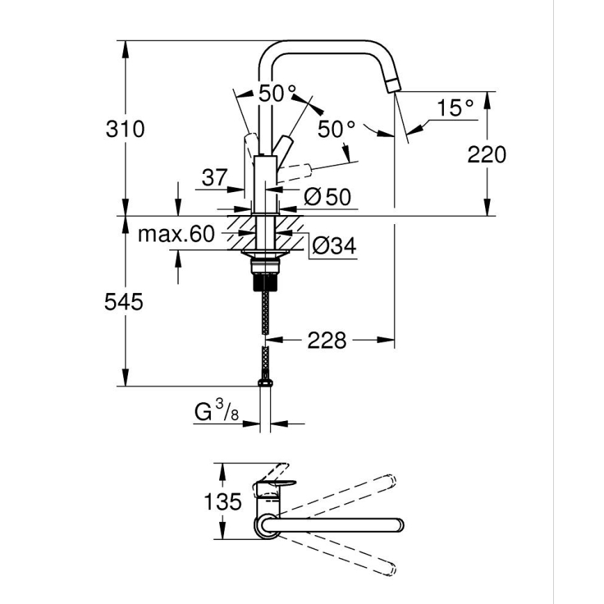 GROHE 30470DC0 - Miscelatore per lavello START 310 mm in acciaio inox