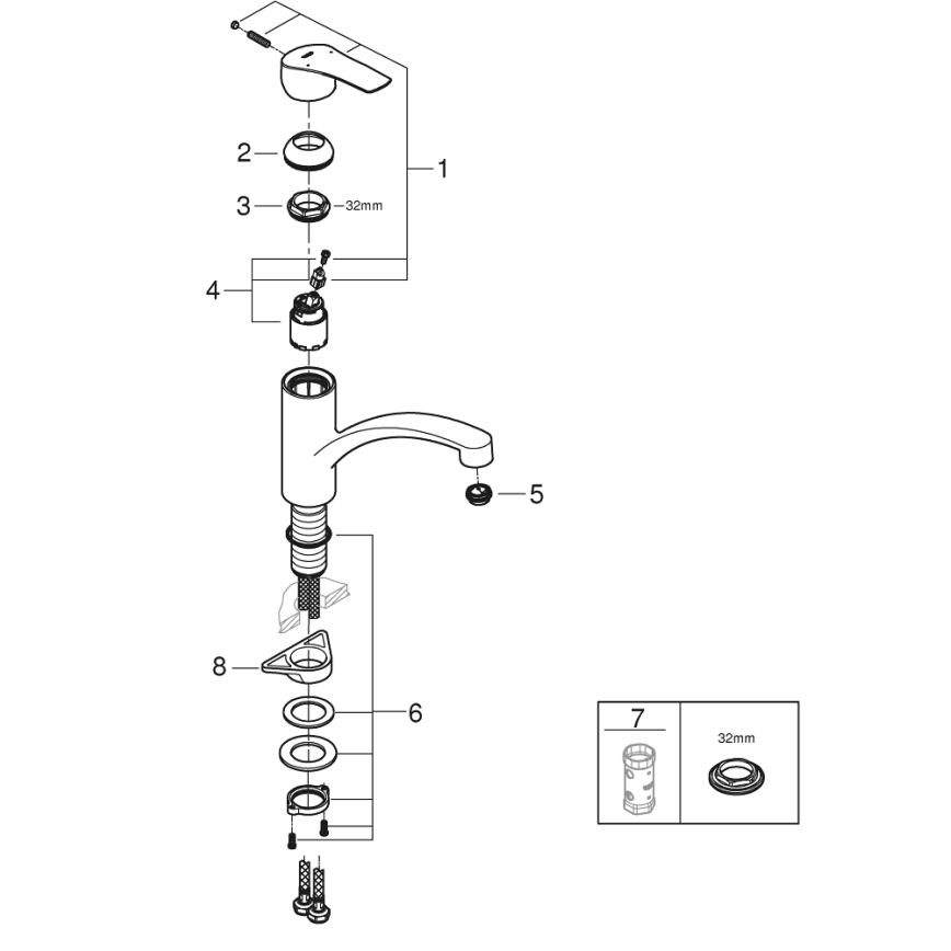 GROHE 305302432 - Miscelatore per lavello START 184 mm nero