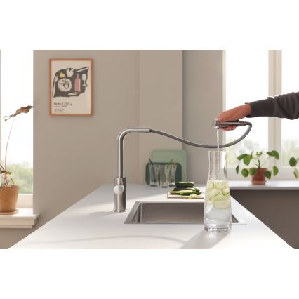GROHE 30590DC0 - Miscelatore per cucina con doccetta estraibile BLUE PURE in acciaio inossidabile