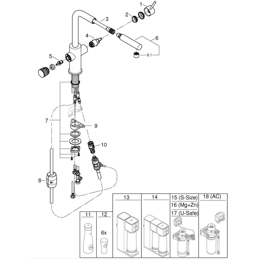 GROHE 30590DC0 - Miscelatore per cucina con doccetta estraibile BLUE PURE in acciaio inossidabile