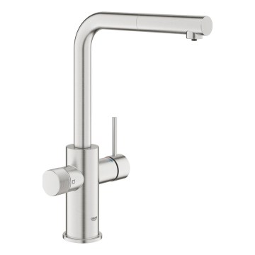 GROHE 30590DC0 - Miscelatore per lavello con doccetta estraibile BLUE PURE in acciaio inox