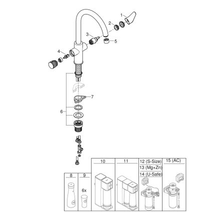 GROHE 30592000 - Miscelatore da cucina BLUE PURE StartCurve 411 mm cromo lucido