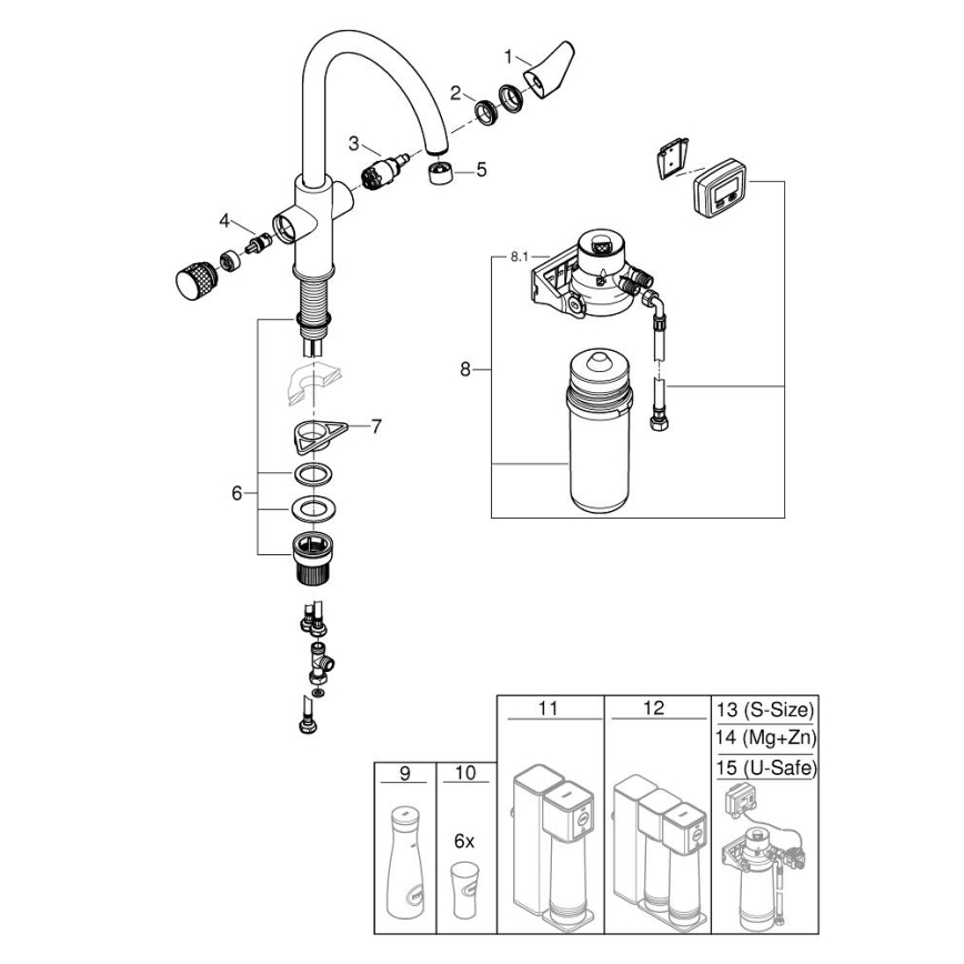 GROHE 30593000 - Miscelatore da lavello BLUE PURE con beccuccio a C, finitura cromata lucida