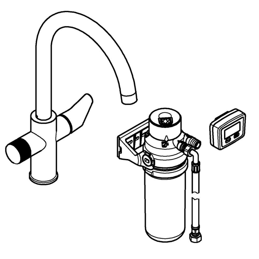 GROHE 30593000 - Miscelatore da lavello BLUE PURE con beccuccio a C, finitura cromata lucida