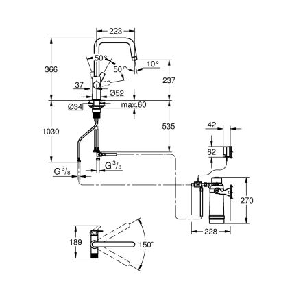 GROHE 30594000 - Miscelatore per lavello BLUE PURE Start con funzione di filtrazione Ultrasafe, finitura cromata
