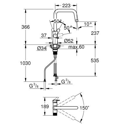 GROHE 30595DC0 - Miscelatore da cucina BLUE PURE in acciaio inox