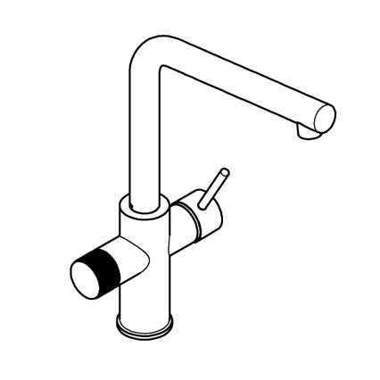 GROHE 30600000 - Miscelatore da cucina BLUE PURE con bocca a L, finitura cromo lucido