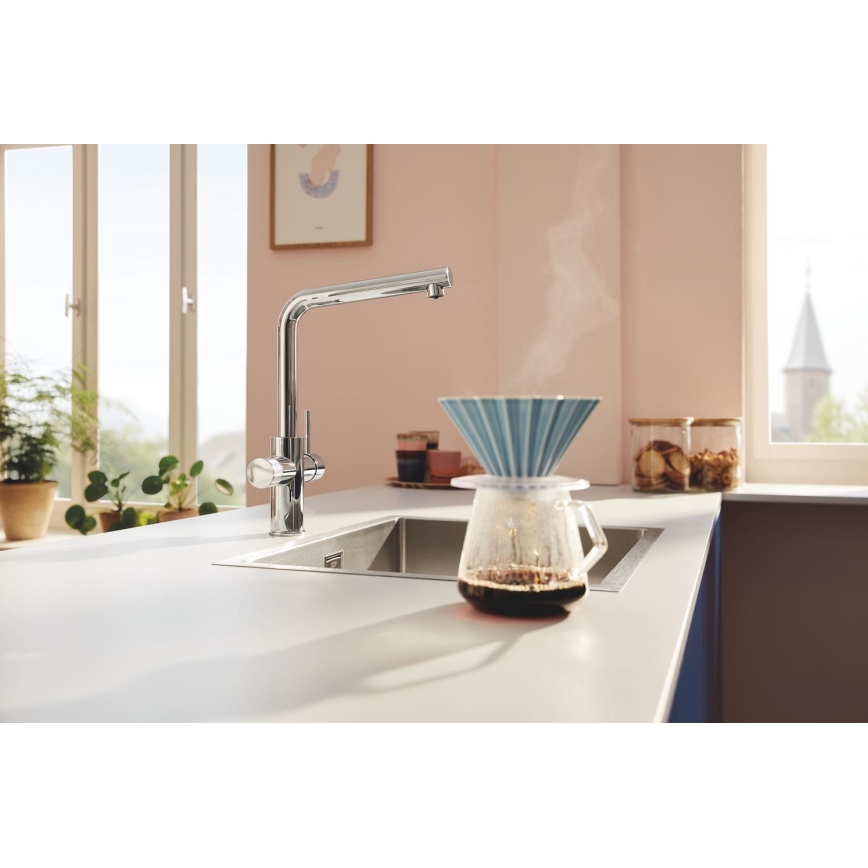 GROHE 30600000 - Miscelatore da cucina BLUE PURE con bocca a L, finitura cromo lucido