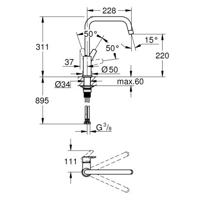GROHE 30630000 - Miscelatore per lavello START 311 mm finitura cromata lucida