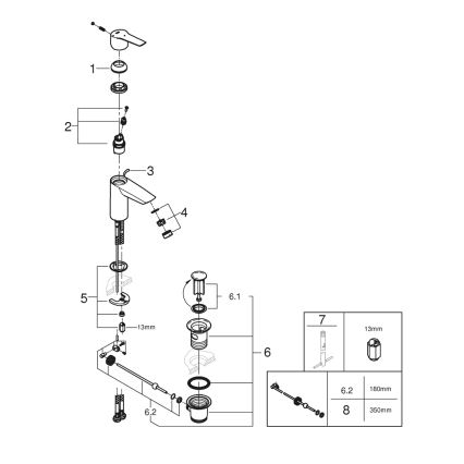 GROHE 311372432 - Miscelatore per lavabo QUICKFIX START 165 mm nero