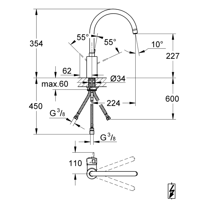 GROHE 31180000 - Miscelatore per lavello EUROSMART COSMOPOLITAN cromo lucido