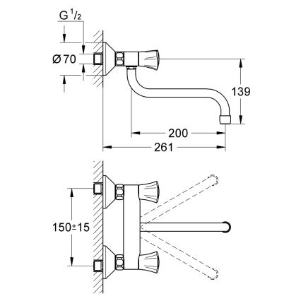 GROHE 31187001 - Miscelatore da parete per lavello COSTA L 200 mm, cromo lucido