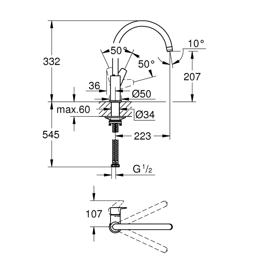 GROHE 31233001 - Miscelatore per lavello START, cromo lucido