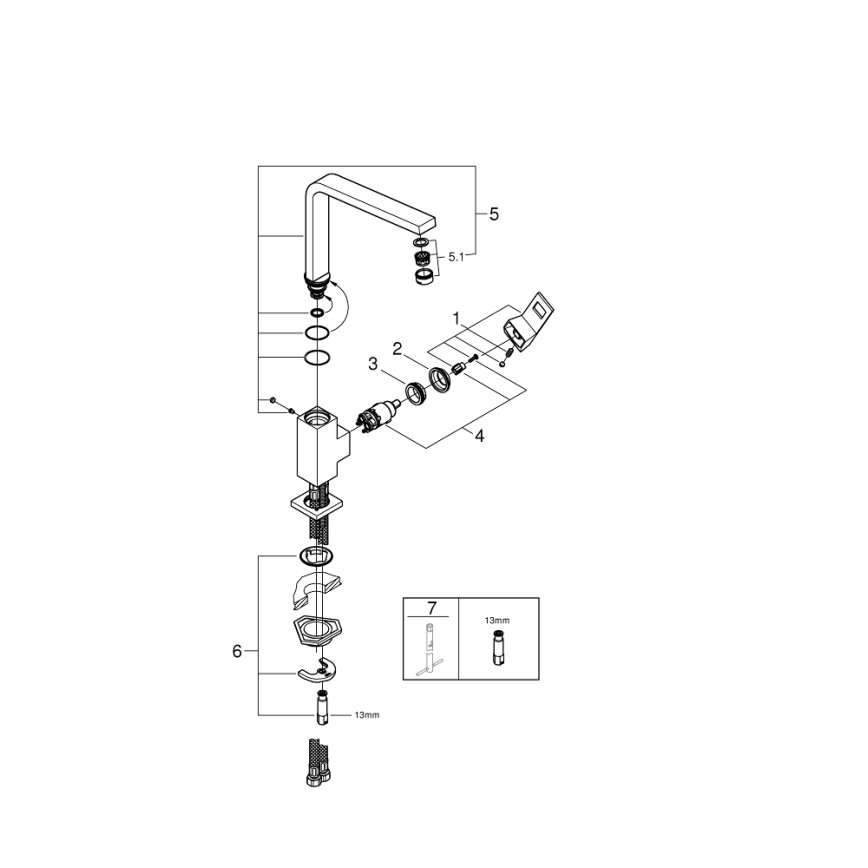 GROHE 31255000 - Miscelatore per lavello EUROCUBE cromo lucido