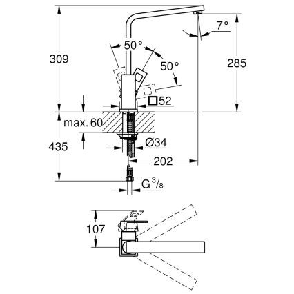 GROHE 31255000 - Miscelatore per lavello EUROCUBE cromo lucido