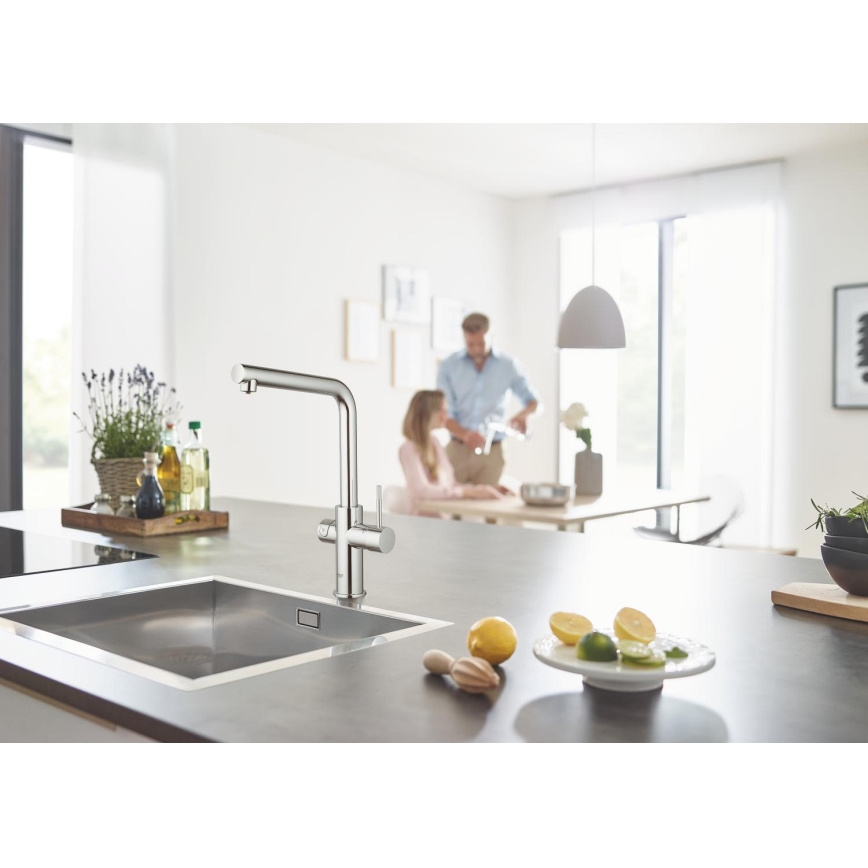 GROHE 31454001 - Miscelatore da cucina BLUE HOME con beccuccio a L, finitura cromo lucido