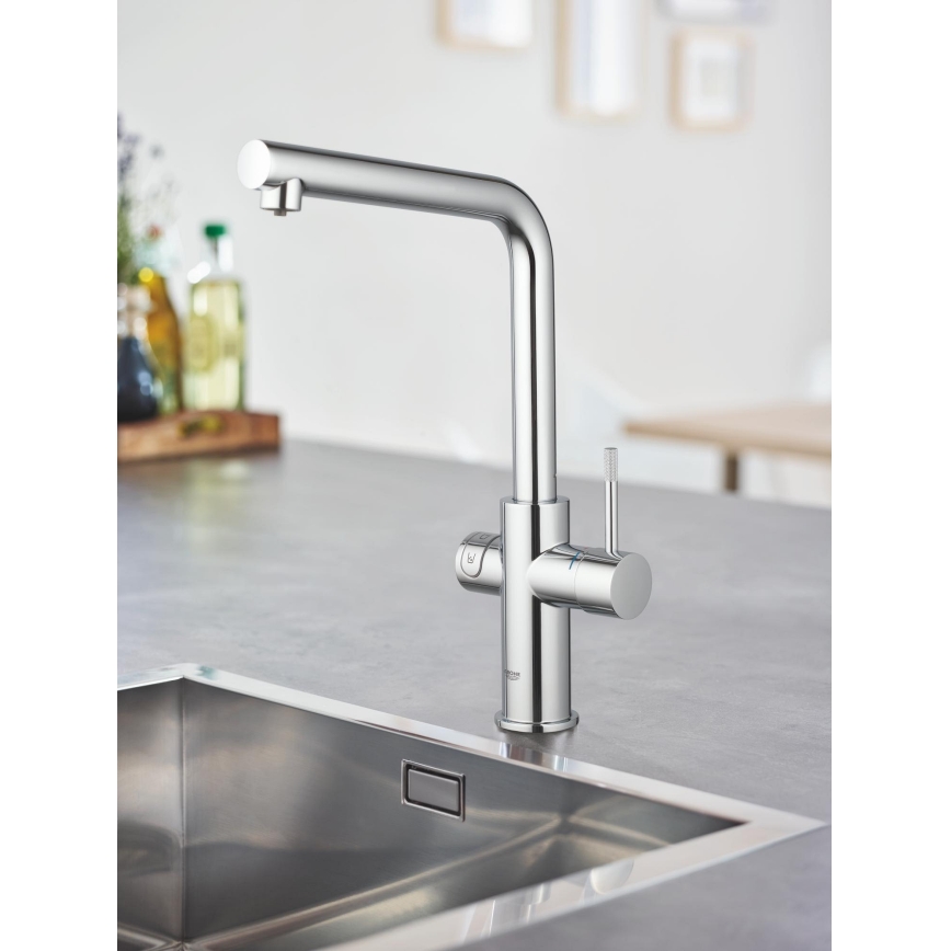 GROHE 31454001 - Miscelatore da cucina BLUE HOME con beccuccio a L, finitura cromo lucido
