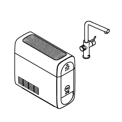 GROHE 31454001 - Miscelatore per lavello BLUE HOME con beccuccio a L, finitura cromo lucido