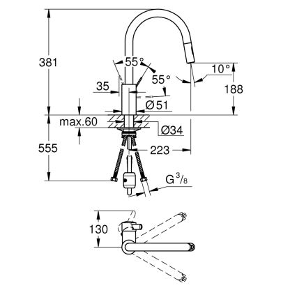GROHE 31481001 - Miscelatore per lavello EUROSMART COSMOPOLITAN cromato lucido
