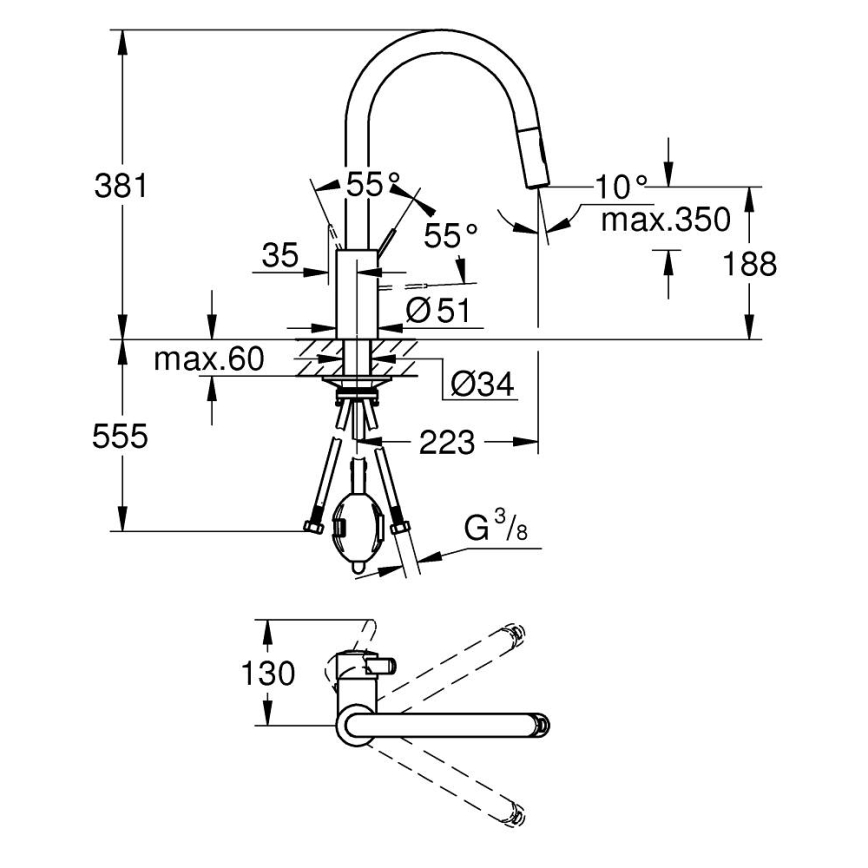 GROHE 31481001 - Miscelatore per lavello EUROSMART COSMOPOLITAN cromato lucido