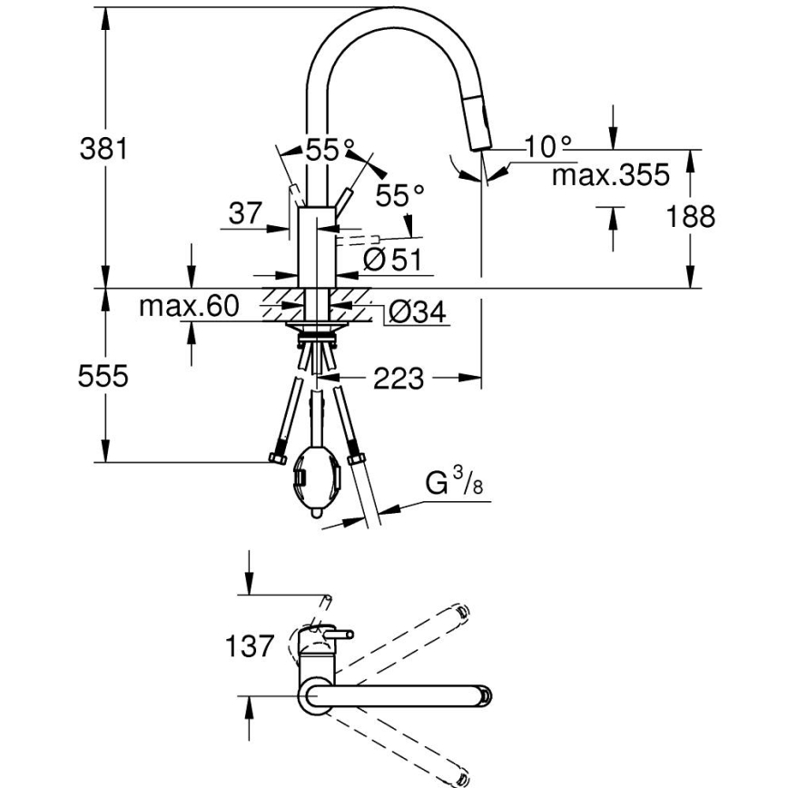 GROHE 31483DC2 - Miscelatore per lavello CONCETTO in acciaio inox