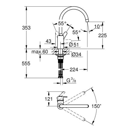 GROHE 31494001 - Miscelatore per lavello GET, cromo lucido