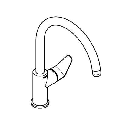 GROHE 31536001 - Miscelatore per lavello BAUCURVE 332 mm, cromo lucido