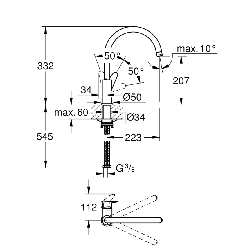 GROHE 31554001 - Miscelatore per lavello START CURVE cromo lucido