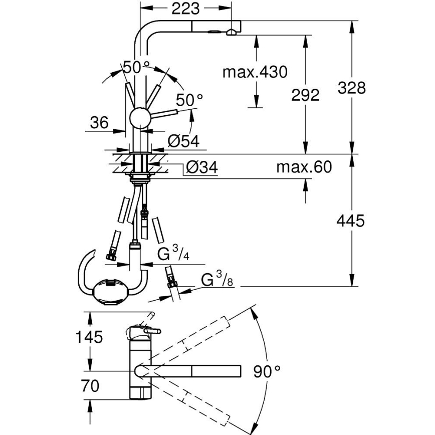 GROHE 31558GN0 - Miscelatore per lavello A, finitura oro