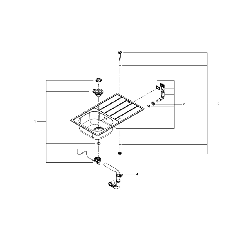 GROHE 31562SD1 - Set lavello da cucina con miscelatore BAU 860 x 500 mm in acciaio inox