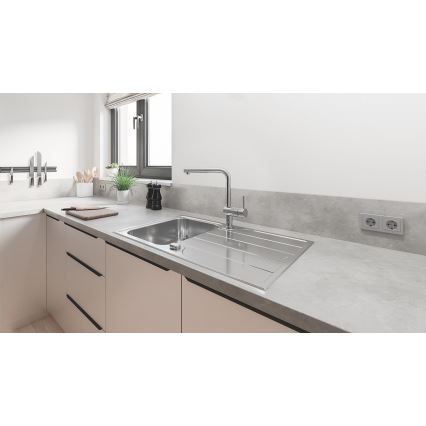 GROHE 31573SD1 - Set lavello da cucina K500 con piano di scolo e miscelatore A, 86×50 cm, acciaio inox