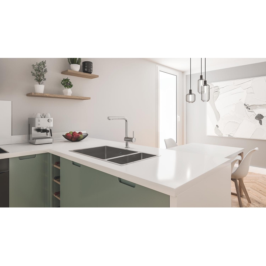 GROHE 31575SD1 - Lavello da cucina K700U 760 × 450 mm in acciaio inox