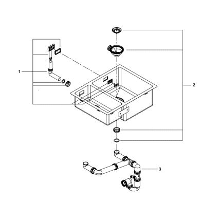 GROHE 31576SD1 - Lavello da cucina K700U 595 × 450 mm in acciaio inox