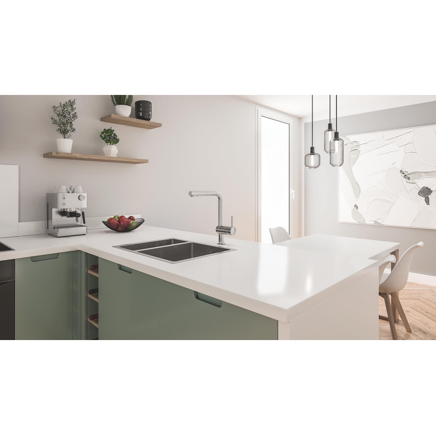 GROHE 31576SD1 - Lavello da cucina K700U 595 × 450 mm in acciaio inox