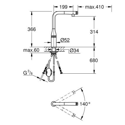 GROHE 31615000 - Miscelatore per lavello ESSENCE SMARTCONTROL 366 mm, cromo lucido