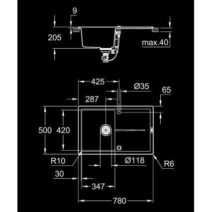 GROHE 31639AP0 - Lavello composito K400 780 × 500 mm nero