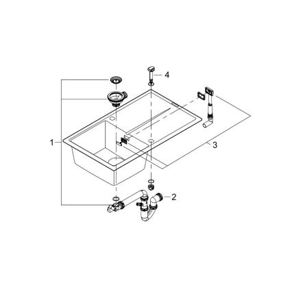 GROHE 31640AP0 - Lavello composito K400 860 × 500 mm granito/nero