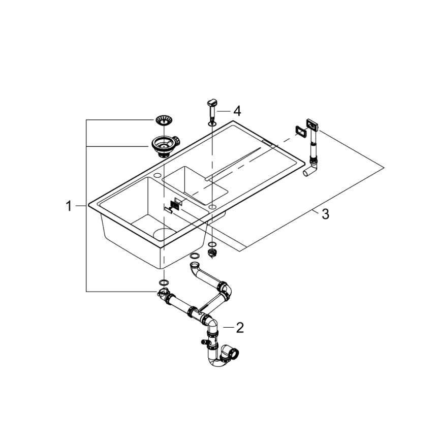 GROHE 31642AP0 - Lavello K400 1000 × 500 mm granito/nero