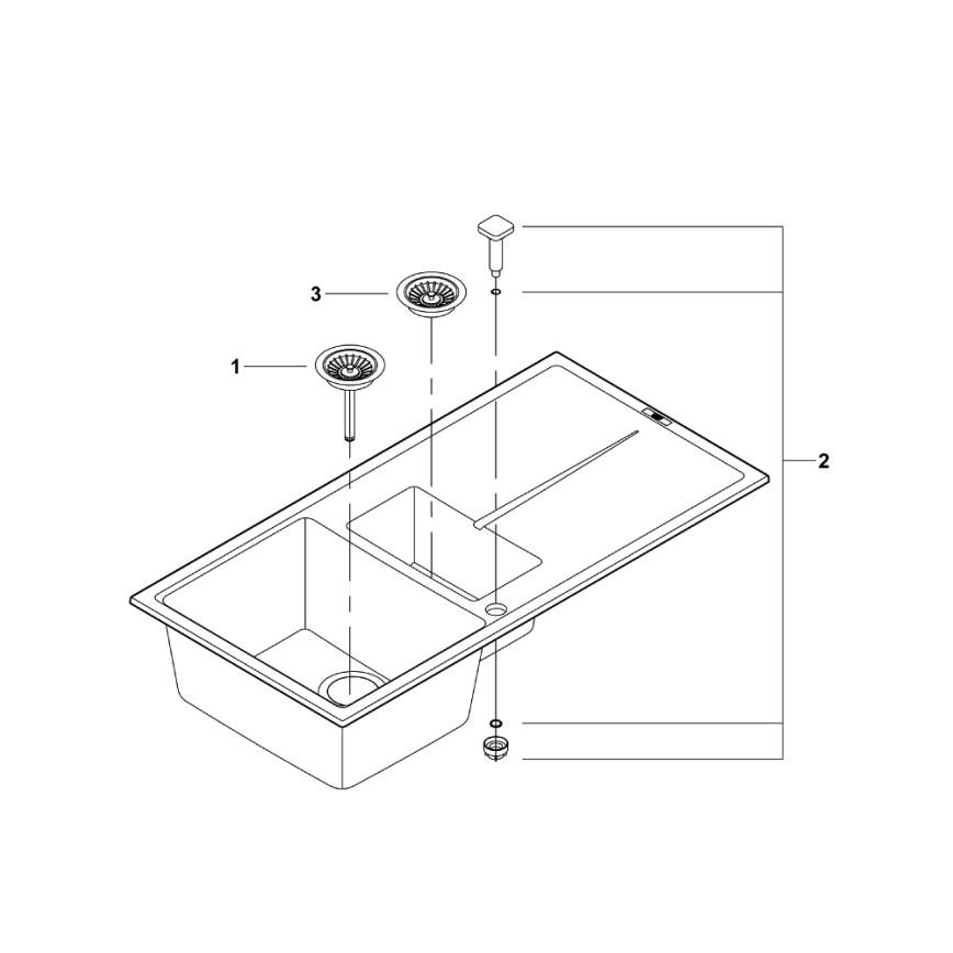 GROHE 31642AP0 - Lavello K400 1000 × 500 mm granito/nero
