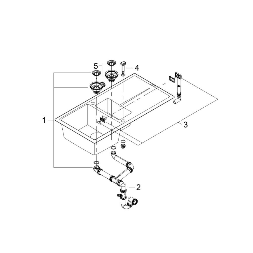GROHE 31642AP0 - Lavello K400 1000 × 500 mm granito/nero