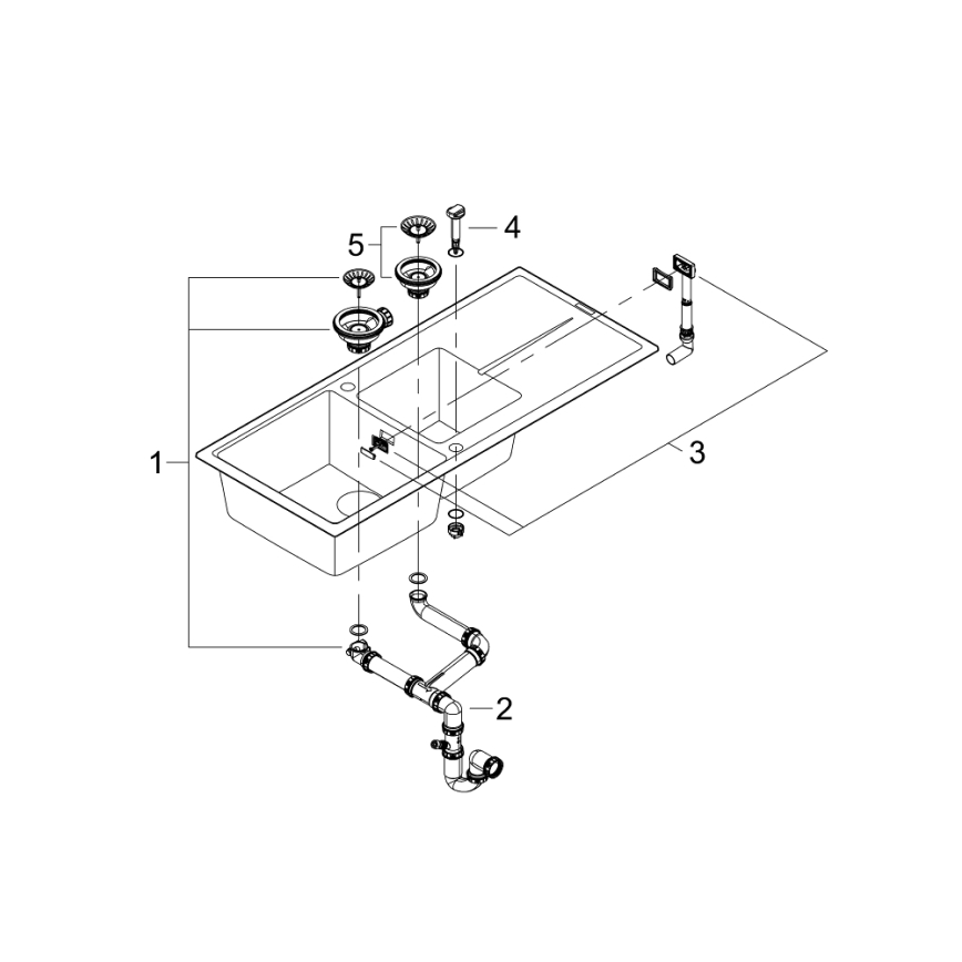 GROHE 31643AP0 - Lavello composito K400 1160 × 500 mm pietra/nero