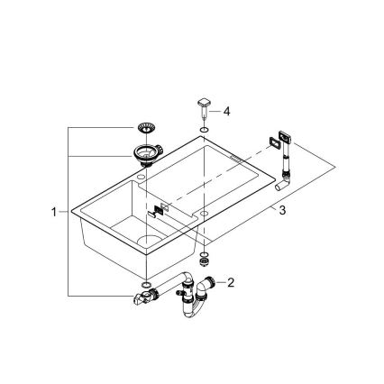 GROHE 31644AP0 - Lavello K500 860 × 500 mm granito/nero