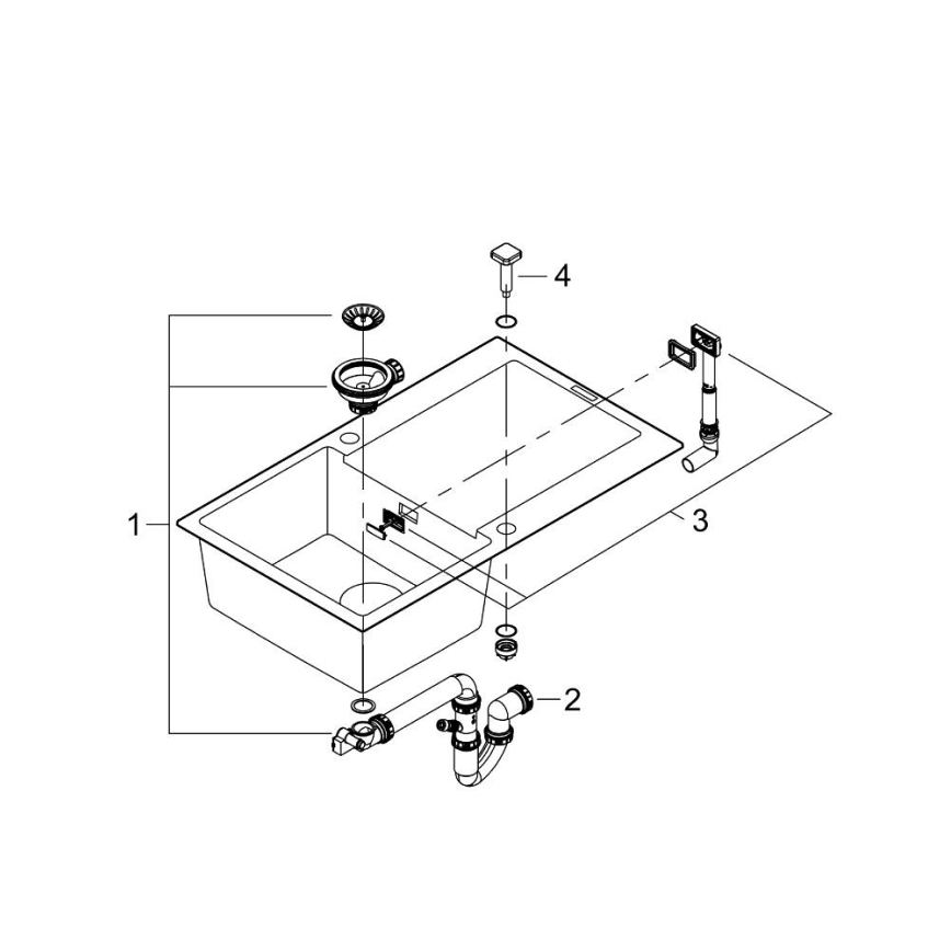 GROHE 31644AP0 - Lavello K500 860 × 500 mm granito/nero