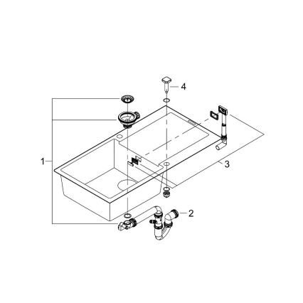 GROHE 31645AP0 - Lavello in composito K500 1000 × 500 mm nero